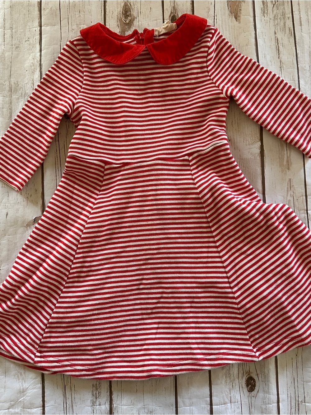 Mini Boden red and white striped dress